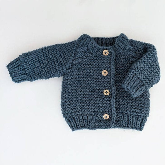 GARTER STITCH CARDIGAN - SLATE
