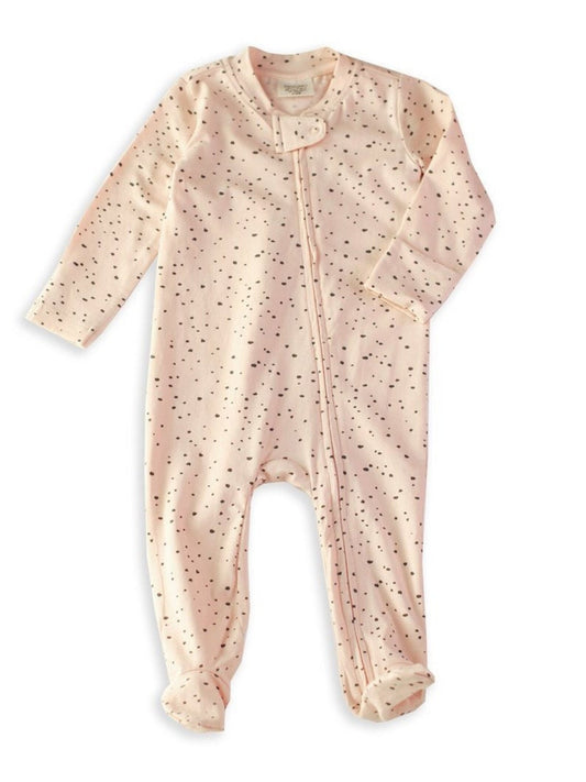 PEBBLE ZIPPER FOOTIE COVERALL ROMPER - NATURAL