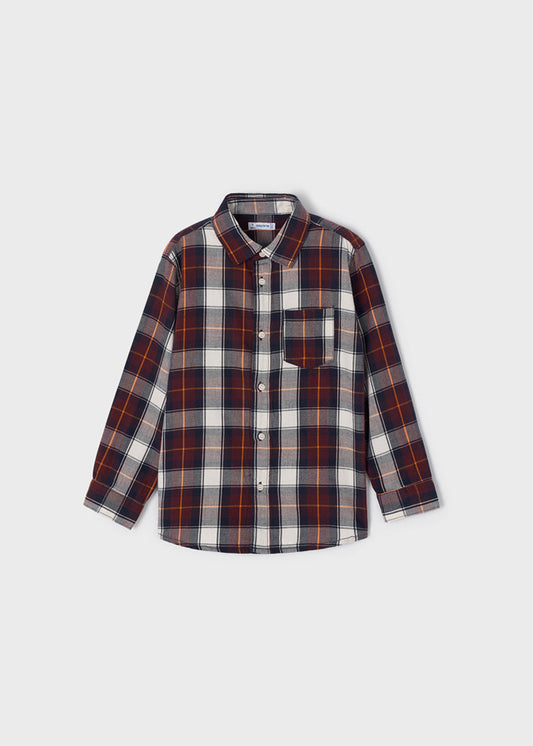 MAYORAL LONG SLEEVE CHECKERED PLUM SHIRT