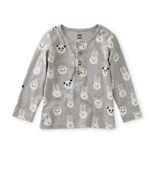 TEA COLLECTION LONG SLEEVE HENLEY BABY TOP