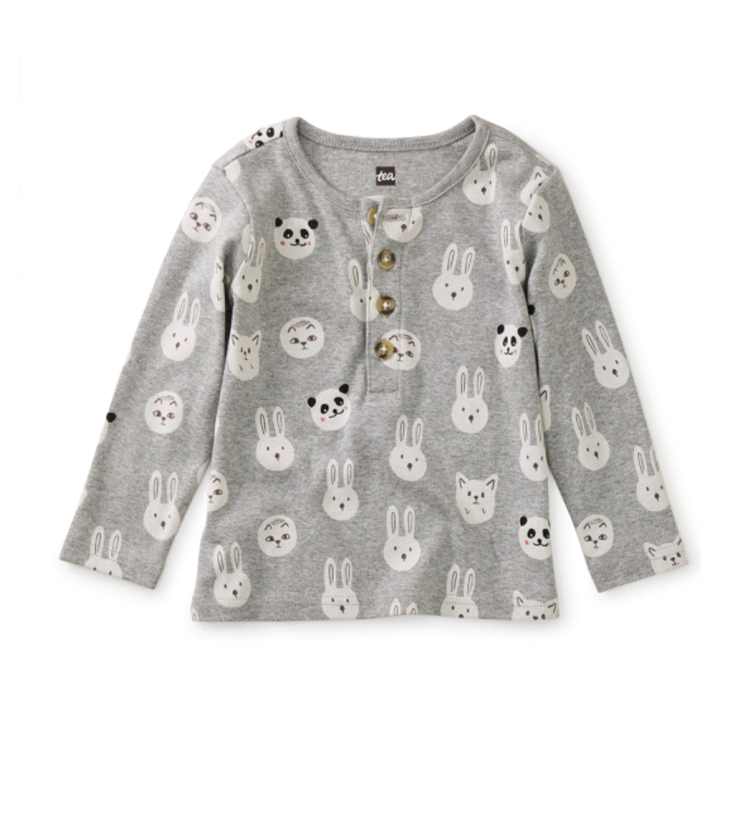 TEA COLLECTION LONG SLEEVE HENLEY BABY TOP