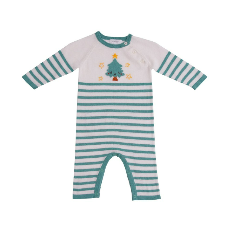HAPPY HOLIDAY TREE KNIT COVERALL
