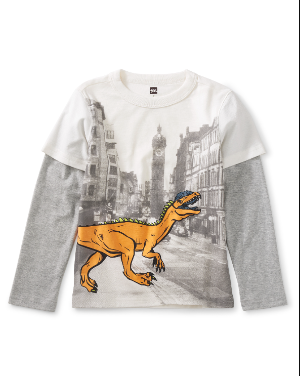 DINO STOMP LAYERED GRAPHIC TEE