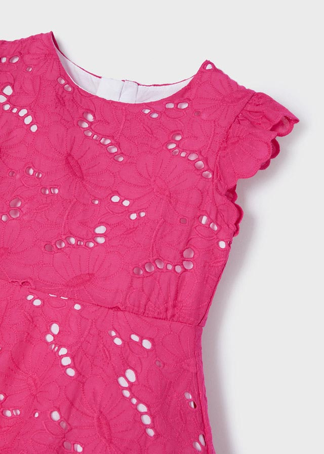 MAYORAL EMBROIDERED DRESS -HOT PINK