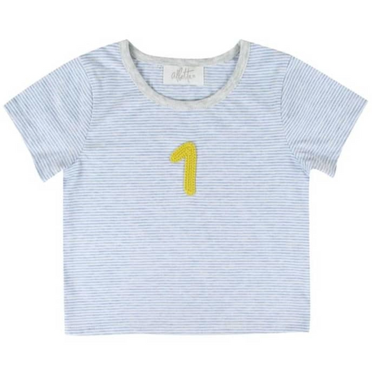 1ST YEAR BIRTHDAY BLUE STRIPE TSHIRT