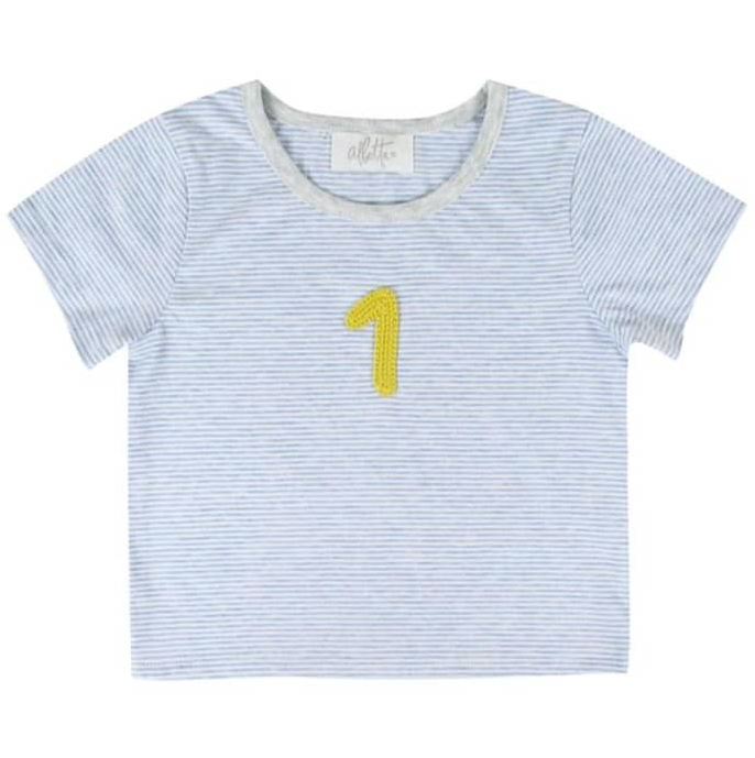 1ST YEAR BIRTHDAY BLUE STRIPE TSHIRT