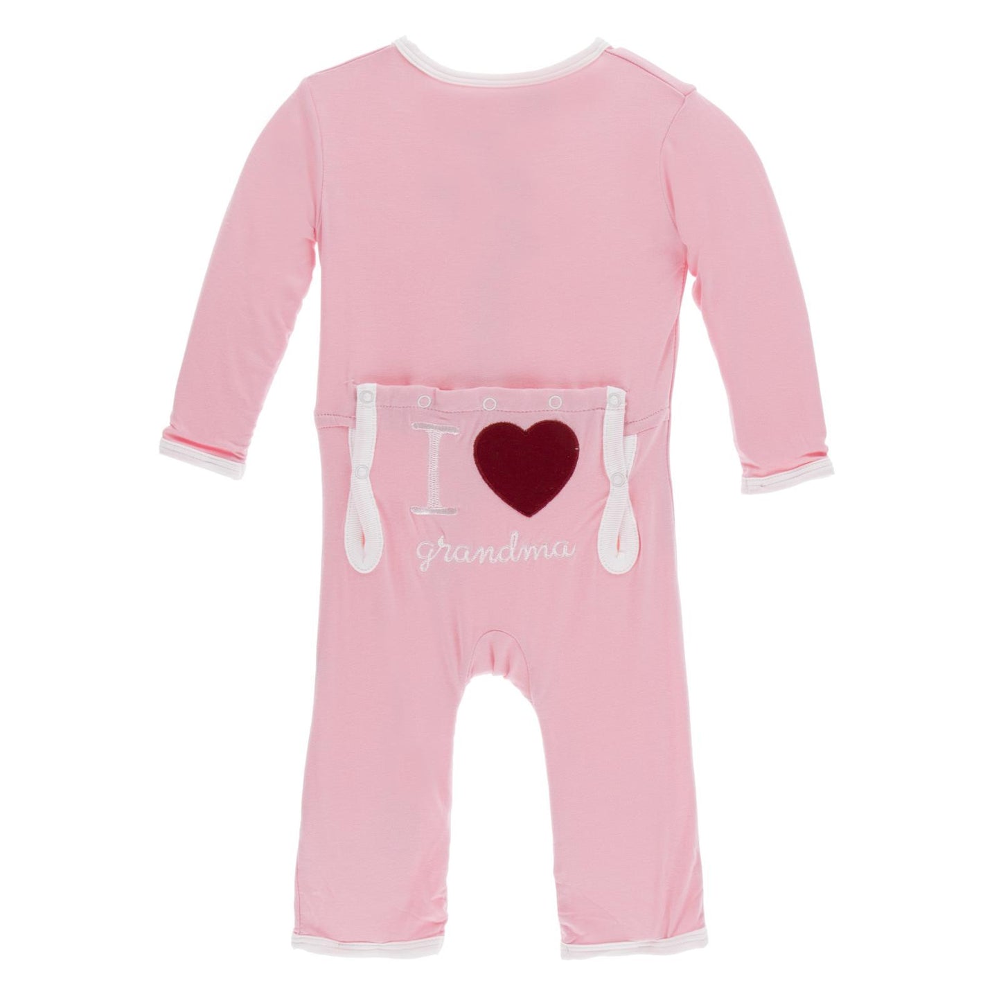 KICKEE PANTS APPLIQUE COVERALL WITH ZIPPER - LOTUS I LOVE GRANDMA