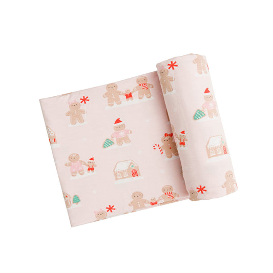 PINK GINGERBREAD SWADDLE BLANKET