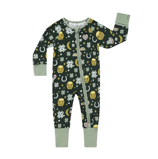 LUCKY CHARM BAMBOO PAJAMA CONVERTIBLE FOOTIE ROMPER