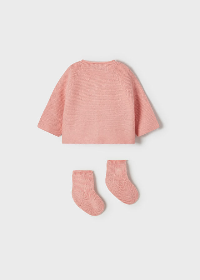 MAYORAL LONG CARDIGAN AND SOCKS - PINK