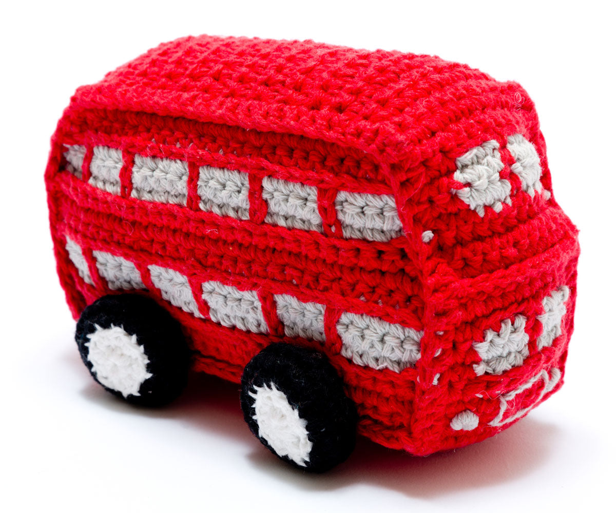 FAIR TRADE HANDMADE CROCHET BUS BABY RATTLE