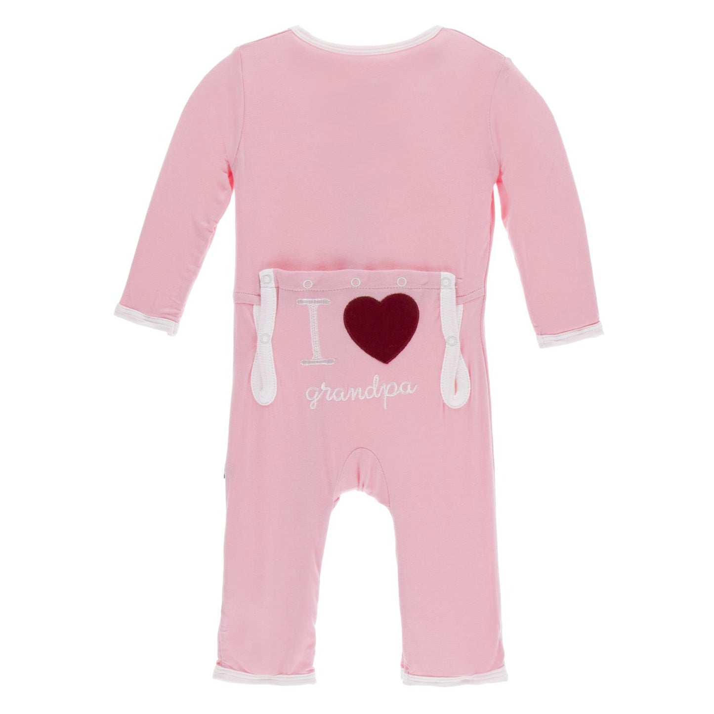 KICKEE PANTS APPLIQUE COVERALL ZIPPER - LOTUS I LOVE GRANDPA