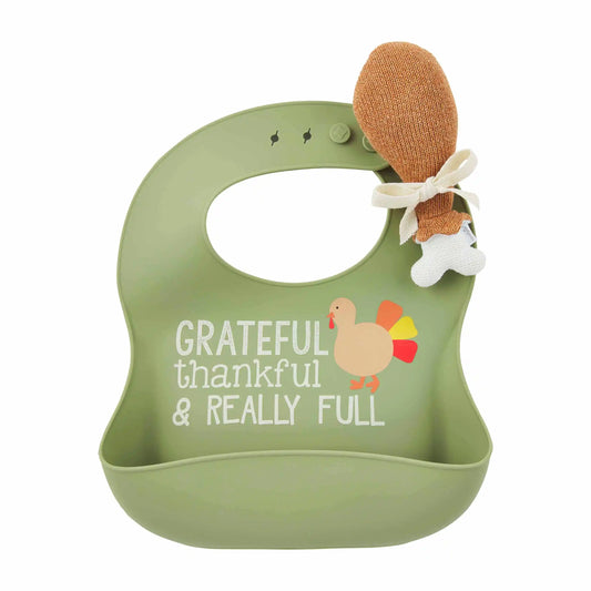 GREEN THANKSGIVING SILICONE BIB SET