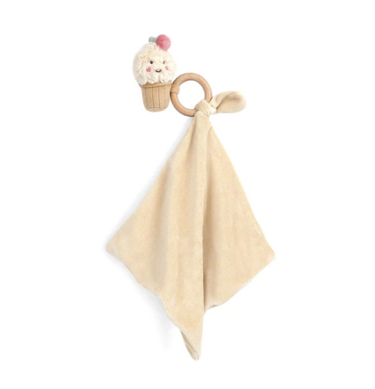 MON AMI IZZY ICE CREAM WOOD TEETHER SECURITY BLANKIE