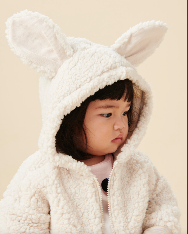 TEA BUNNY EARS SHERPA BABY HOODIE