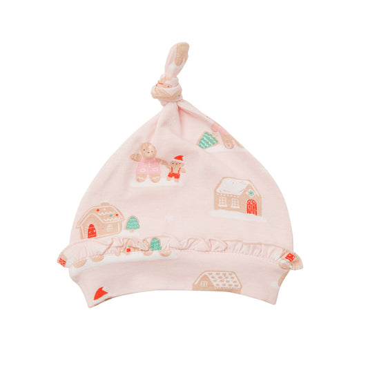 PINK GINGERBREAD KNOTTED HAT PINK 0-3 MONTHS