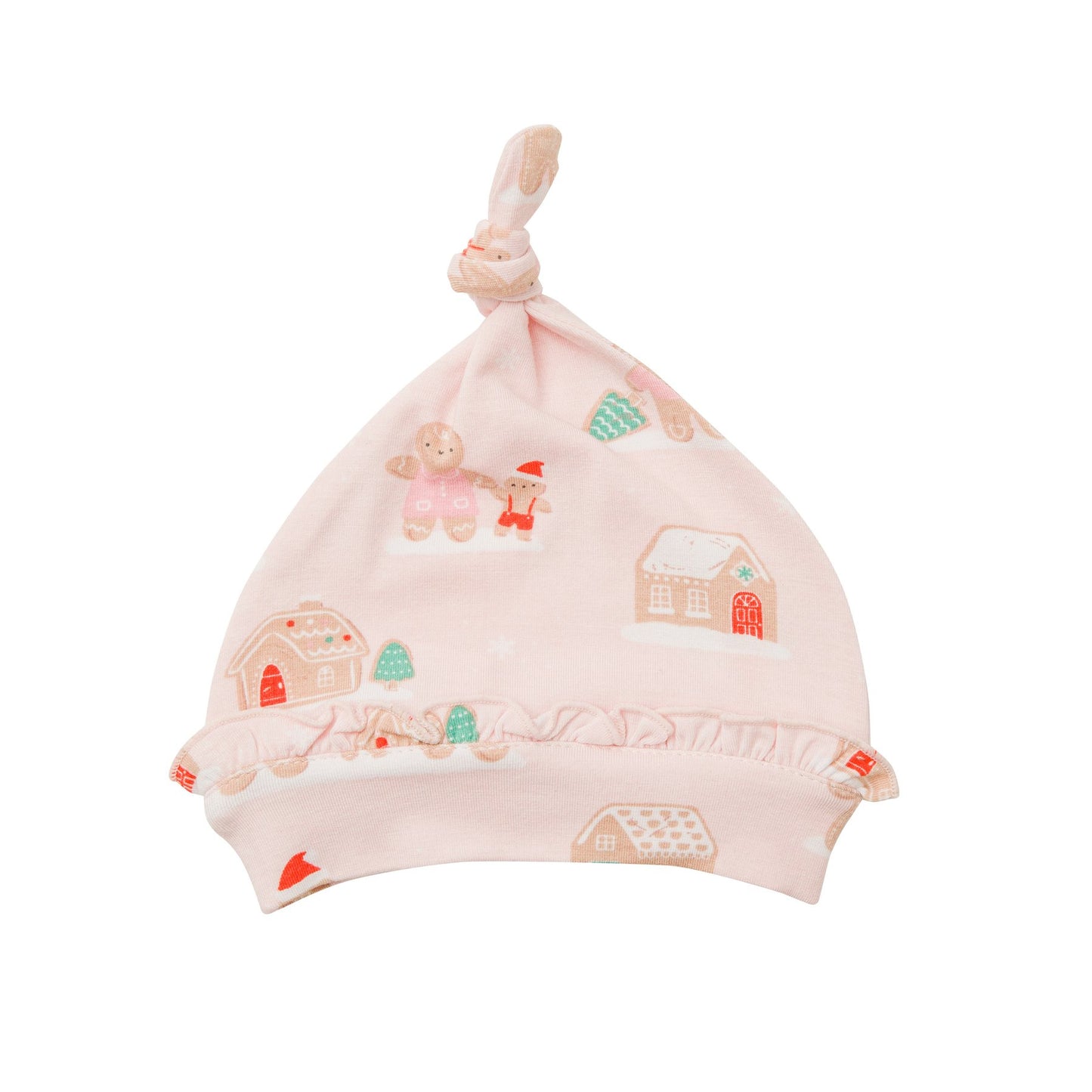 PINK GINGERBREAD KNOTTED HAT PINK 0-3 MONTHS