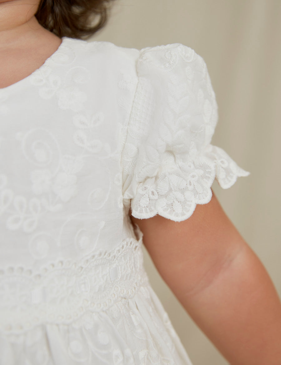 ABEL & LULA EMBROIDERED BATISTE BABY DRESS