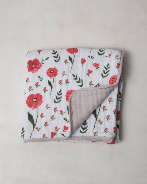 ORG COTTON MUSLIN QUILT SUMMER POPPY