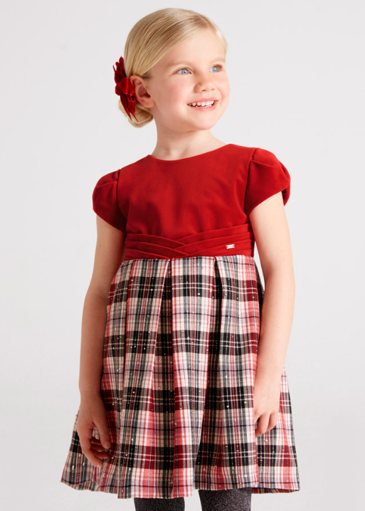 MAYORAL COMBINED PLAID DRESS