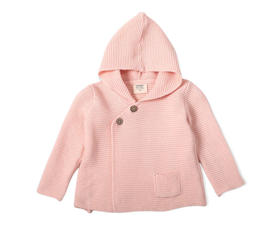 MILAN PASTEL HOODED SWEATER KNIT JACKET - BLUSH