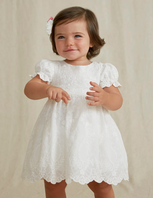ABEL & LULA EMBROIDERED BATISTE BABY DRESS
