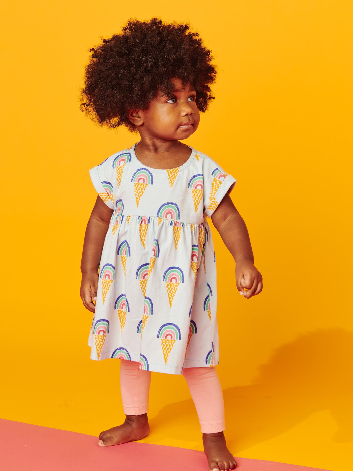 TEA EMPIRE BABY DRESS - RAINBOW CONES IN BLUE