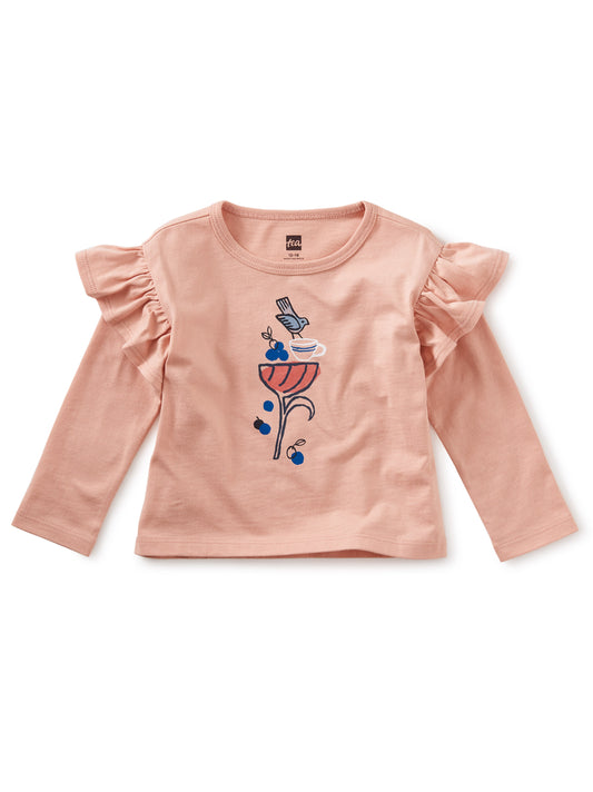 TEA BIRD RUFFLE GRAPHIC TEE