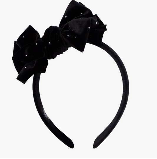 BABY BLING VELVET FAB HARD HEADBAND: BLACK METAL STUD
