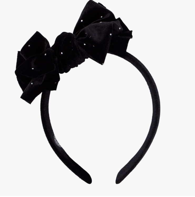 BABY BLING VELVET FAB HARD HEADBAND: BLACK METAL STUD