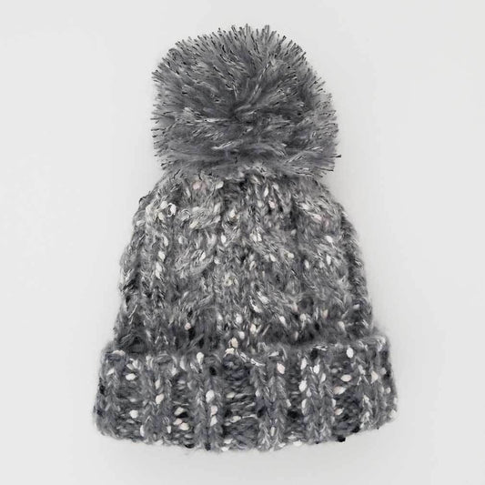 GREY TWEED BEANIE HAT