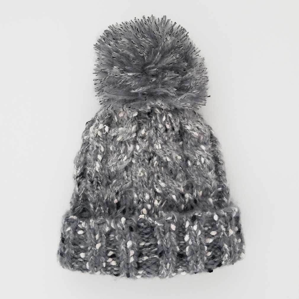 GREY TWEED BEANIE HAT