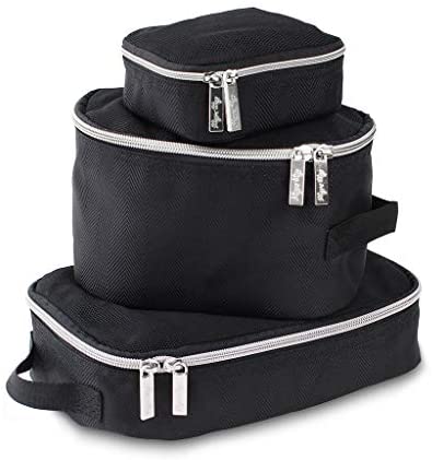 BLACK & SILVER TRAVEL DIAPER BAG PACKING CUBES