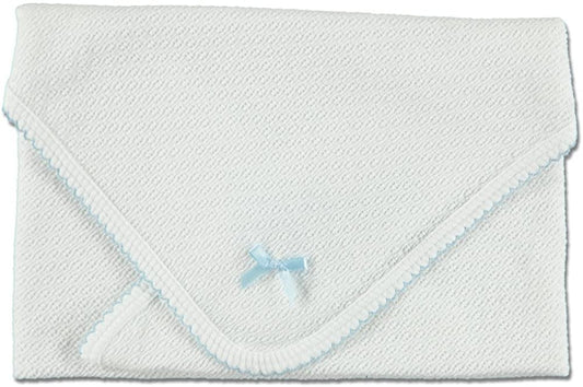 SWADDLE BLANKET WITH BLUE TRIM