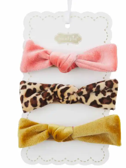 MUSTARD VELVET BOWS 3 PACK