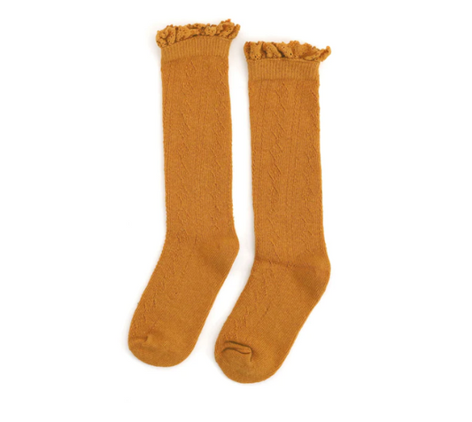 MARIGOLD FANCY LACE TOP KNEE HIGH SOCKS 0-6M