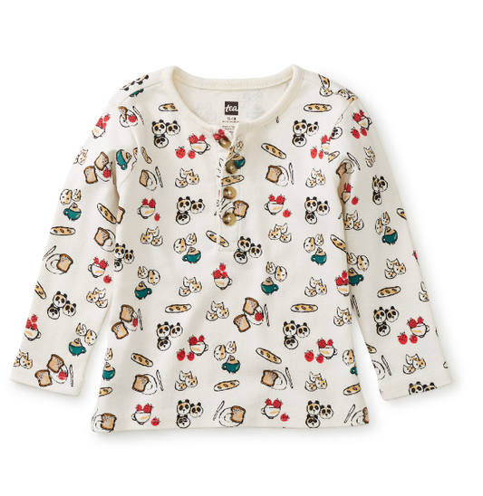 TEA COLLECTION LONG SLEEVE HENLEY BABY TOP