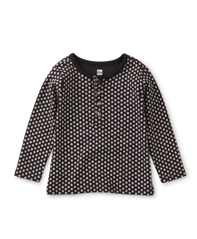 TEA COLLECTION LONG SLEEVE HENLEY BABY TOP