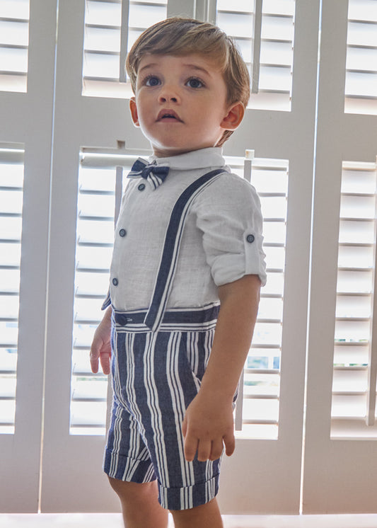 ABEL & LULA SHIRT & BERMUDA WITH SUSPENDERS- MARINO