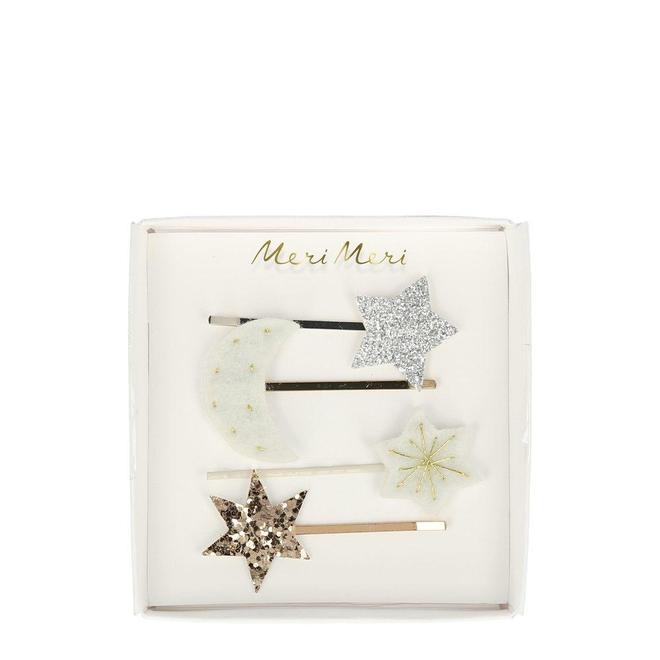 MOON & STAR HAIR SLIDES (SET OF 4)