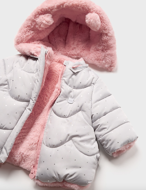 FUR JACKET GREY REVERSIBILE PINK
