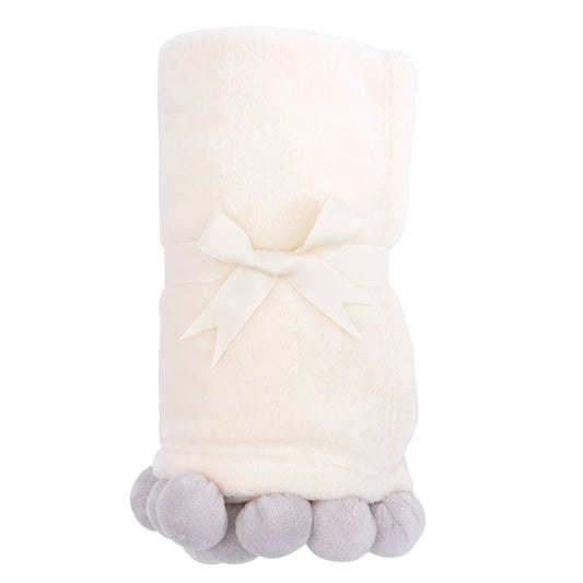 GREY POM BLANKET 30 X 40