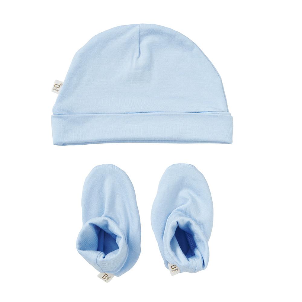 BEANIE AND BOOTIES SKY 3-6 MONTHS