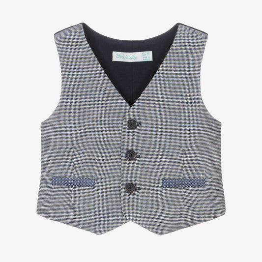 ABEL & LULA CHECKERED VEST - NAVY BLUE
