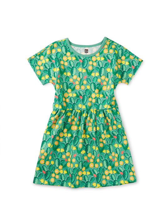 TEA SHORT SLEEVE TWIRL DRESS - CACTUS FLORAL