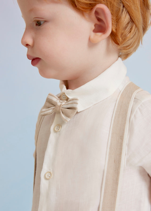 ABEL & LULA SHIRT & BERMUDA WITH SUSPENDERS- LINO