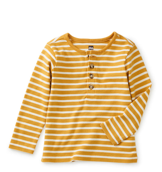 TEA COLLECTION LONG SLEEVE HENLEY BABY TOP