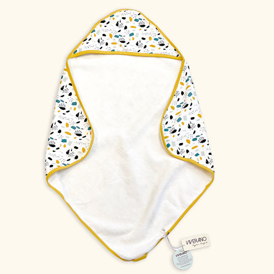 BLOOM REVERSIBLE BABY HOODED TOWEL - NATURAL