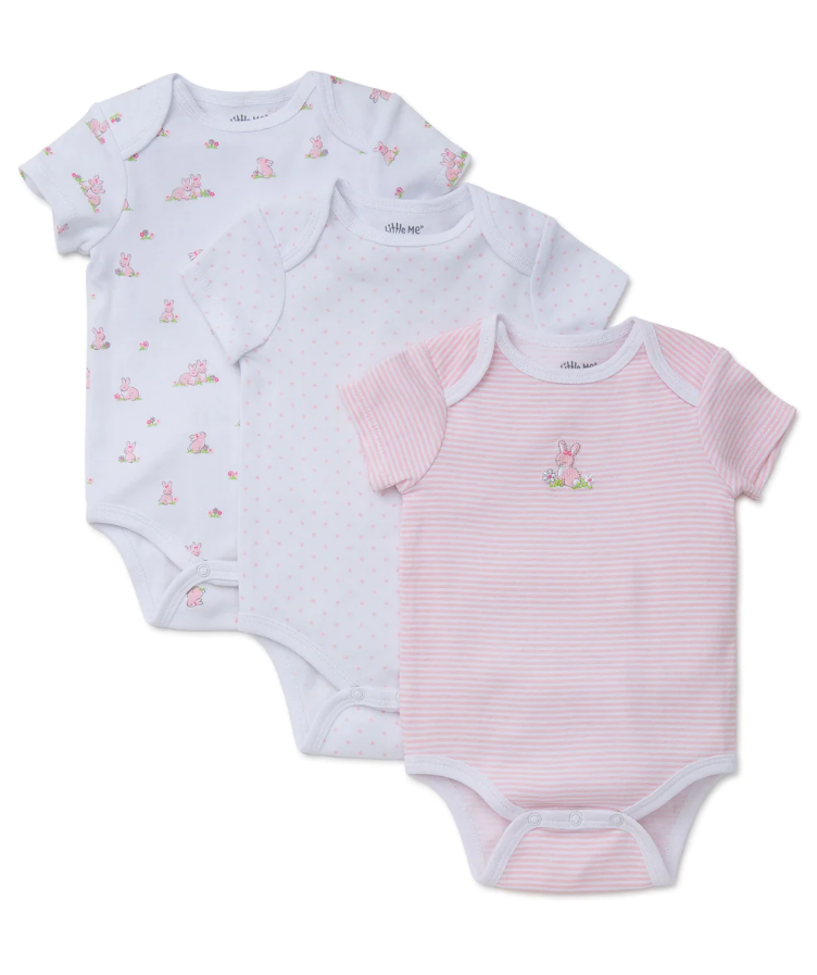 PINK BUNNIES 3PK BODYSUITS