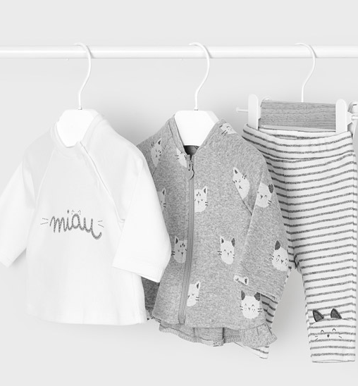 MAYORAL 3 PC CATS JACQUARD TRACKSUIT